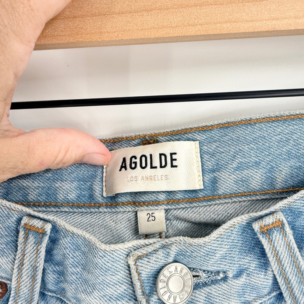 Agolde Light Wash Denim Jean Shorts - Picture 3 of 7
